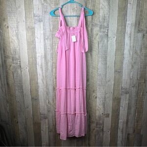August Sky Medium Pink Sheath Sun Dress w/Ruffles